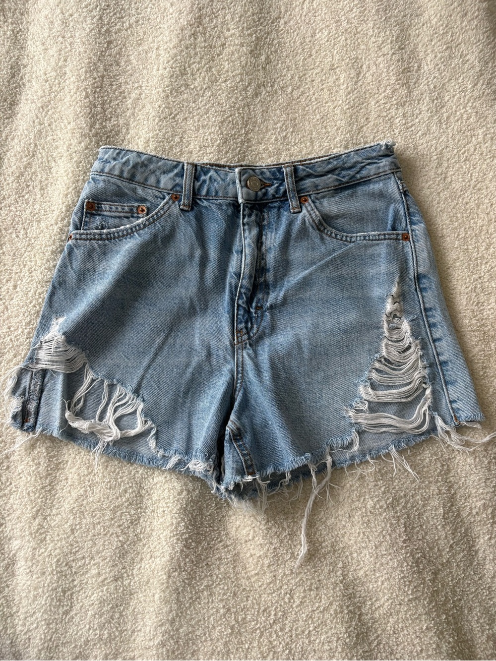 Topshop Distressed Denim Shorts - Women